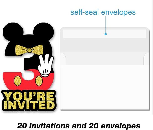 brayqu Mouse Girl 2nd Birthday Party Invitations Pink Glitter Mouse 2 Year Old Girls Birthday Shaped Invitations Fill-in Second Birthday Invites (20 Invitation Cards with Envelopes) in Kuwait