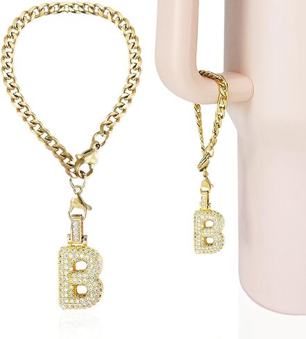 سحر كوب لستانلي مقبض- سحر حرف الفقاعة الملحقات لـ Stanley 40 Oz Tumblers لطيف الدهون سلسلة المفاتيح الأولية مع مجوهرات ماء ماء ماء زجاجة ماء J in Kuwait