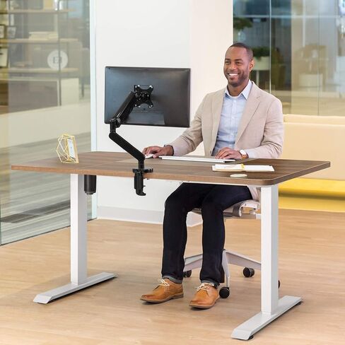 Homall Height Adjustable Electric Standing Desk, 55 x 28 Inches Stand Up Desk, Sit Stand Home Office Desk Computer Workstation with T-Shaped Metal Bracket (White) in Saudi Arabia