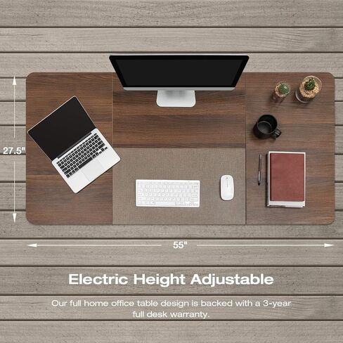 Homall Height Adjustable Electric Standing Desk, 55 x 28 Inches Stand Up Desk, Sit Stand Home Office Desk Computer Workstation with T-Shaped Metal Bracket (White) in Saudi Arabia