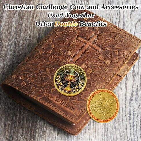 Original Holy Grail Christian Challenge Coin - Joshua 1:9 Jesus Religious Token - Inspirational Art God Pocket Bible Verses Chip for Study - Good Luck Commemorative Gifts for Men Women Kids Coworker in Kuwait