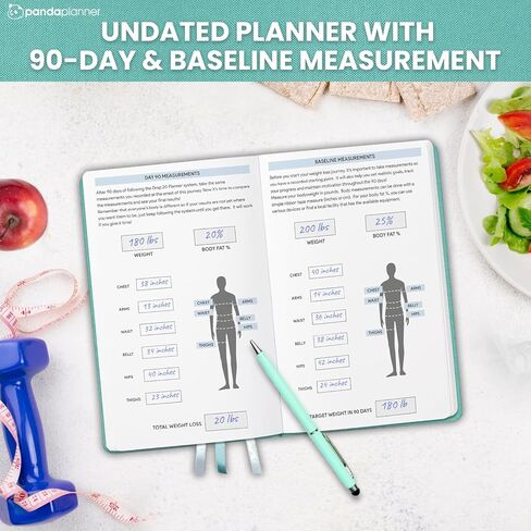 Panda Planner Drop 20 مخطط فقدان الوزن - 90 يومًا من مخطط العافية والإنتاجية مع تعقب الأهداف اليومية والأسبوعية - 5.75 "× 8.25" مجلة Soft Fabric Hardcover - تدعم إعادة التجهيز (Mint Green) in Kuwait