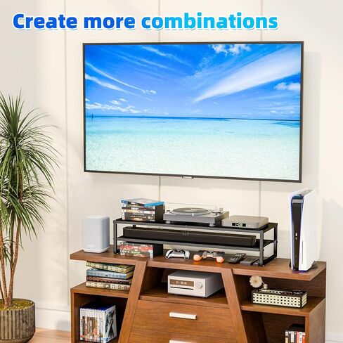 Simple Trending Dual Monitor Stand Riser, Glass Metal Computer Desk Organizer with Mouse Pad and Reusable Cable Ties for Laptop, iMac, Black in Kuwait