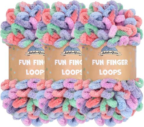 JubileeYarn Fun Finger Loops Yarn - Jumbo Polyester - 100g/Skein - Eros - 3 Skeins in Saudi Arabia