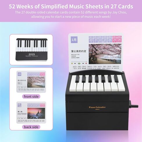 Piano Calendar 2025 Desk Calendar, Mini Piano Calendar with 52 Music Scores, Mini Desk Calendar in 27 Cards, Gifts for Swift Fans Home Decor (Swift 52 songs White) in Saudi Arabia