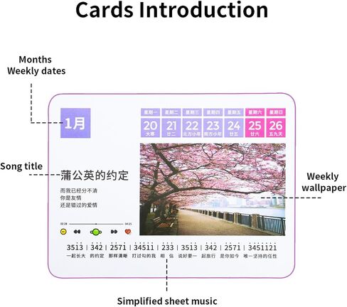 Piano Calendar 2025 Desk Calendar, Mini Piano Calendar with 52 Music Scores, Mini Desk Calendar in 27 Cards, Gifts for Swift Fans Home Decor (Swift 52 songs White) in Saudi Arabia