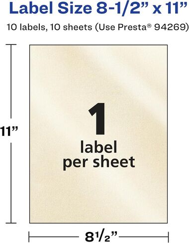 ملصقات مستطيل عاجي Avery Pearlized ، 8.5 "× 11" ، 10 ملصقات عاجية لؤلؤة ، ملصقات قابلة للطباعة بالليزر/الحبر. in Saudi Arabia