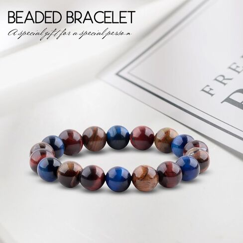 سوار كريستال عقيق أحمر 10 مم للنساء ، وسوار شفاء الحجر الطبيعي للنساء الرجال والمراهقين يأتي مع صندوق مكافآت وبطاقة in Kuwait