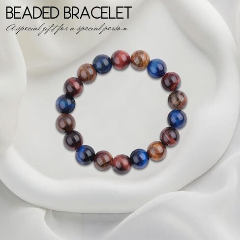 سوار كريستال عقيق أحمر 10 مم للنساء ، وسوار شفاء الحجر الطبيعي للنساء الرجال والمراهقين يأتي مع صندوق مكافآت وبطاقة in Kuwait