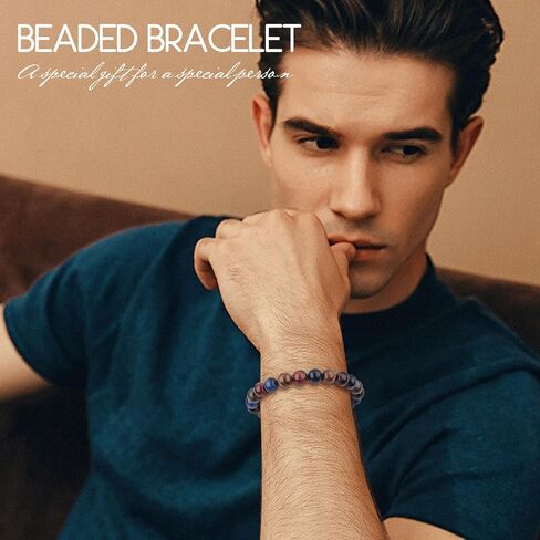 سوار كريستال عقيق أحمر 10 مم للنساء ، وسوار شفاء الحجر الطبيعي للنساء الرجال والمراهقين يأتي مع صندوق مكافآت وبطاقة in Kuwait