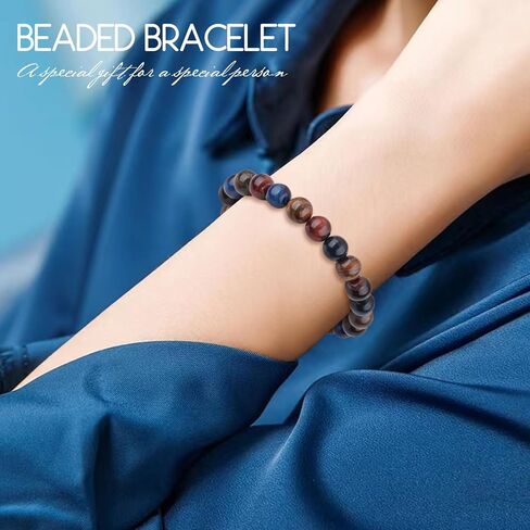 سوار كريستال عقيق أحمر 10 مم للنساء ، وسوار شفاء الحجر الطبيعي للنساء الرجال والمراهقين يأتي مع صندوق مكافآت وبطاقة in Kuwait