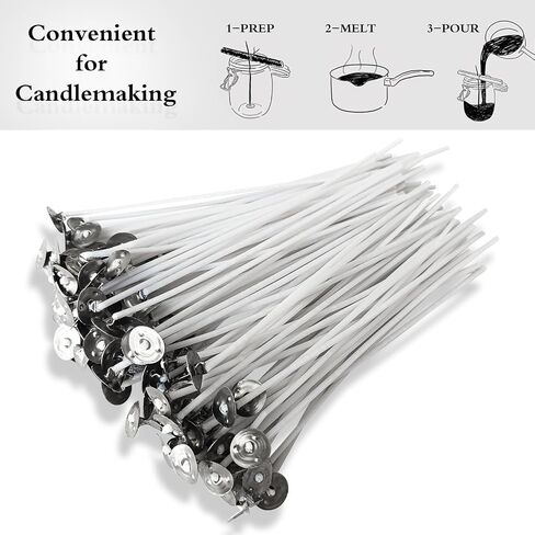 Pearled Candle Extra Wicks 500 Pack for Pearled Candle Making - 2 Inch White Cotton Candle Wicks for Candle Making DIY in Kuwait