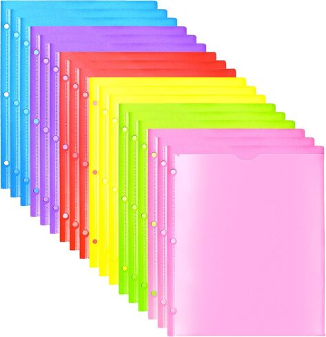 Heavy Duty Plastic Folders with Clear Front Pocket - 18PCS, 3 Pockets Folders with 3 Holes Fits 3 Ring Binder, Includes Card Slot, for Letter Size Sheets, Assorted Bright Colors in Kuwait