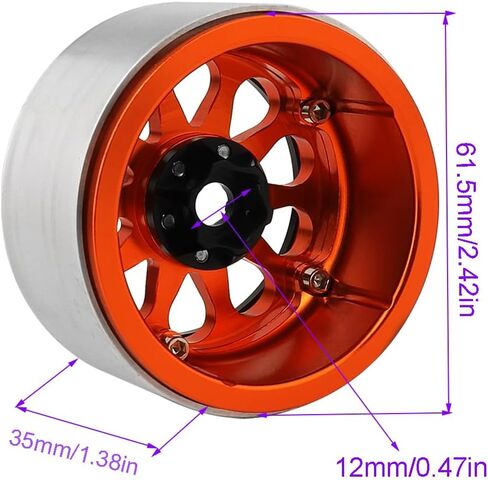 4Pcs Aluminum 2.2" Beadlock Wheel Rims for 1:10 RC Rock Crawler Axial SCX10 I II III RR10 Wraith 90048 90018 TRX4 Metal Upgrades (Orange) in Saudi Arabia