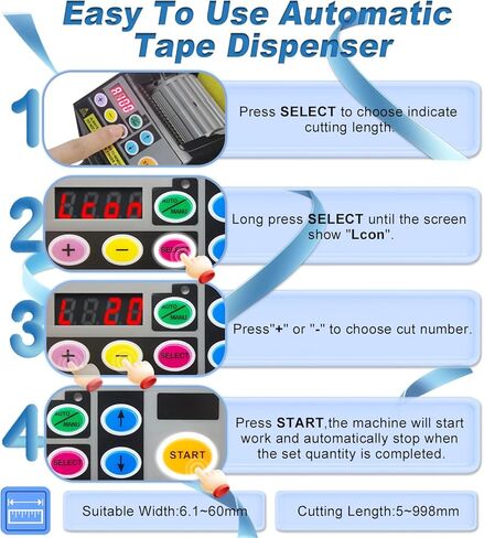 آلة قطع الشريط ، آلة قطع الأشرطة الكهربائية ، مقدمة بطول 999 مم قطع 6-60 مم عرض ، موزع الأشرطة التلقائي للمكتب ، الشركات ، استخدام المنزل in Kuwait