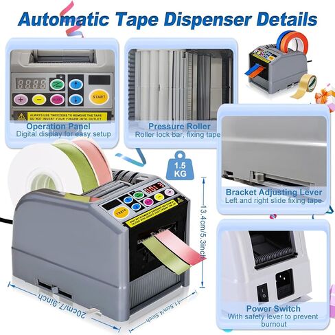 Ribbon Cutting Machine, Electric Tape Cutting Machine, Advanced 999mm Cut Length Cutting 6-60mm Width, Automatic Tape Dispenser for Office, Businesses, Home Use in Saudi Arabia