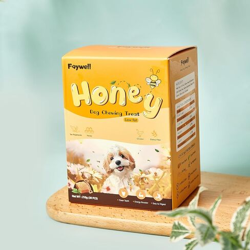 Honey Dog Chewing Treat with Tea Polyphenols and Dietary Fiber, Chicken & Honey Taste, Low-Fat Protein, 30pcs/210g (30pcs) in Kuwait