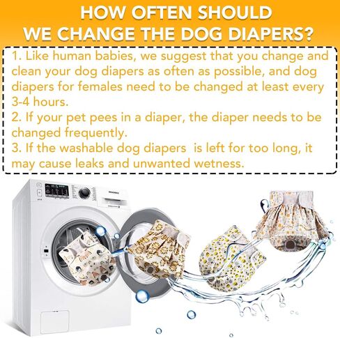 XPCARE Washable Female Dog Diapers, 4 Packs Reusable Doggie Diapers Absorbent Dog Diapers Female Leak-Proof Puppy Diapers Female Dogs for Heat Incontinence and Puppy Training (Small) in Kuwait