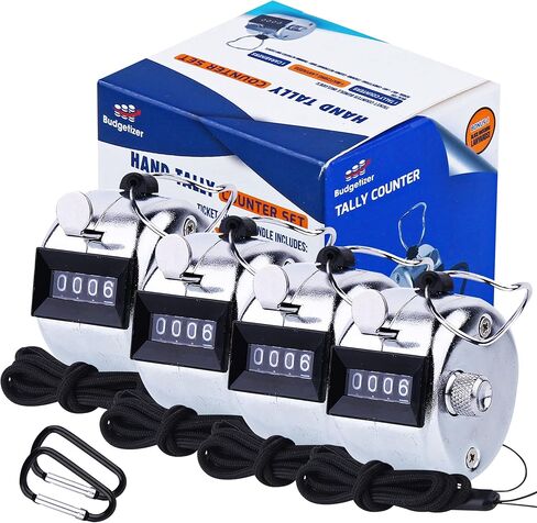 Hand Pitch Tally Counter Clicker –2/6 Pack Handheld People Lap Counter Clickers with 2 Lanyard and 2 Carabiners– Manual Mechanical 4 Digit Number Finger Ring Click for Baseball Umpire Golf Sport in Saudi Arabia