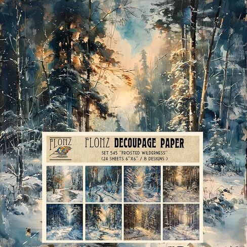 حزمة ورق decoupage (24 ورقة 6 "x6") مسارات غابات الربيع: مشاهد غابة هادئة مع أزهار نابضة بالحياة وورقة خضراء خضراء # عتيقة للحرف والسردة. in Kuwait
