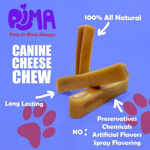 PIMA - Canine Cheese Chews, Natural Yak Chews for Dogs 35 lbs or Smaller, Lactose-Free Yak Cheese Dog Chews, Long Lasting Dog Chews with Protein and Vitamin E, D and A, Medium, 1 Chew, 2.3 oz in Saudi Arabia