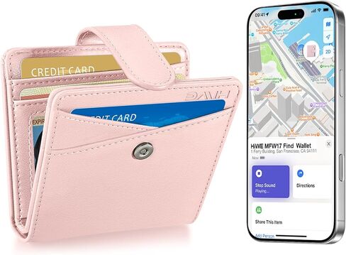 Slim Wallet for Women, Wallet Women with Smart Tracker Works with Apple Find My, RFID Blocking Bifold Credit Card Holder Genuine Leather Small Wallet for Women with ID Window, 8 Cards Holder, Blue in Kuwait