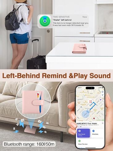 Slim Wallet for Women, Wallet Women with Smart Tracker Works with Apple Find My, RFID Blocking Bifold Credit Card Holder Genuine Leather Small Wallet for Women with ID Window, 8 Cards Holder, Blue in Kuwait