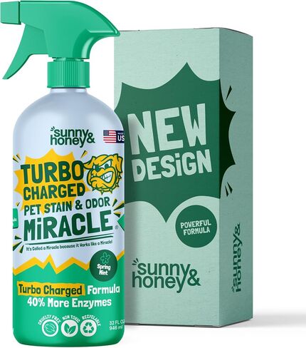 Sunny & Honey Pet Stain & Odor Miracle - Enzyme Cleaner for Dog Urine & Cat Pee - Pet Odor Eliminator for Carpet, Mattress, and Furniture (32 Fl Oz (Pack of 1), Light Lavender Scent) in Kuwait