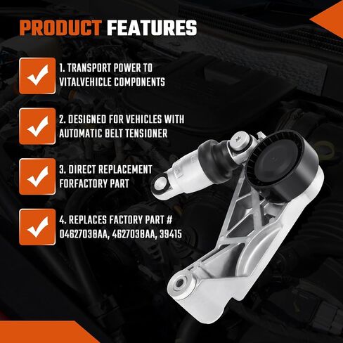 38159 A/C Belt Tensioner Pulley Assembly Fit for Silverado Sierra 1500 2500 1999-2008,Escalade Tahoe Yukon Escalade 2003-2008, Replace 88996998 in Kuwait