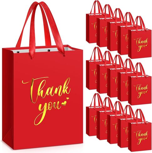 Kolldenn 16 Pcs Thank You Gift Bags Thank You Paper Bags with Handle Wrap Bags Bulk Totes for Birthdays Business Wedding Baby Shower Party Favors(11.81 x 9.84 x 3.94 Inches,Royal Blue) in Kuwait