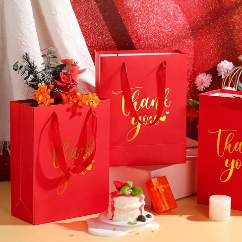 Kolldenn 16 Pcs Thank You Gift Bags Thank You Paper Bags with Handle Wrap Bags Bulk Totes for Birthdays Business Wedding Baby Shower Party Favors(11.81 x 9.84 x 3.94 Inches,Royal Blue) in Kuwait