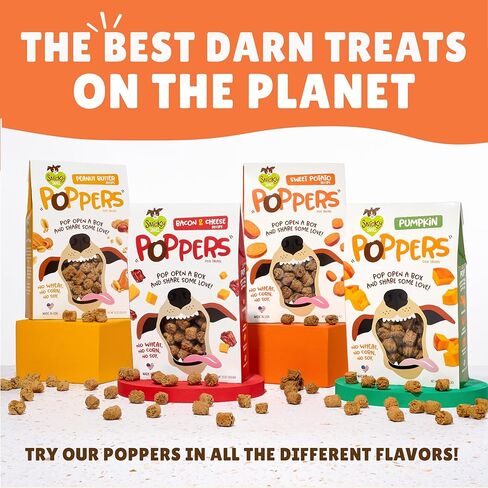 سنيكي سناكس بوبرس لحم الخنزير المقدد والجبن - حلوى مقرمشة للكلاب - طبيعية بالكامل، خالية من الحبوب - صنع في الولايات المتحدة الأمريكية (عبوة 10 أونصة من قطعتين) in Kuwait