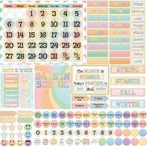 162 PCS Pastel Checkerboard Classroom Clendar Bulletin Board تم تعيينه للمعلمين مواسم الطقس أيام Week Week Bulletin Board Salendar للعودة إلى زخرفة الفصول الدراسية المدرسية