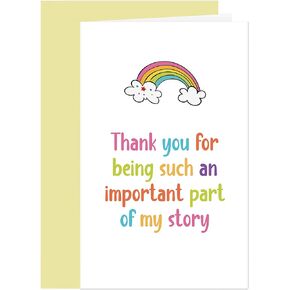 Comting Teacher Thank You Card, Rainbow Teaching Assistant Appreciation Greeting Card, Thank You for Being Such An Important Part of My Story