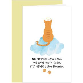 Pet Cat Loss Memorial Card, Kitty Bereavement Sympathy Greeting Card, Loss Cat Condolences Card for Cat Lover