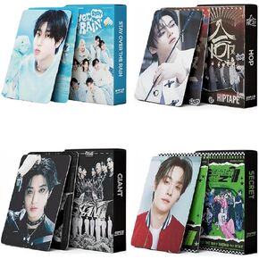 4pack/220pcs الضوئية الضوئية Stray-kids ، 2024-2025 Stray-kids Hop Giant Ate ate ate Cards Cards Cards for Collection (Red)