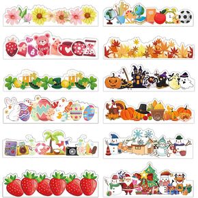 240 PCS Holiday Bulletin Board Borders Spring Summer Atrumn Winter Seasonal الحدود الموسمية عيد الميلاد عيد الحب St.