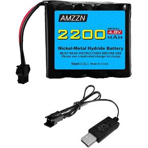 4.8V 2200mAh AA NIMH Battery SM-2P مع شاحن USB لسيارات RC والشاحنات والسيارات على الطرق الوعرة (بطارية 1PCS+1USB)