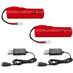 2pcs 3.7v 3000mah li-ion بطارية مع موليكس المكونات وكابل شحن USB للمركبات الهندسية RC ، والسيارات المنجزة ، والشاحنات ، والسيارات على الطرق الوعرة ، وسيارات سباق التسلق عالية السرعة ، وقوارب التحكم عن بعد