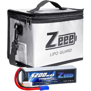 Zeee 18.5V 100C 5200mAh 5S RC Lipo Battery with EC5 Plug 1 Pack Battery with 1 Pcs Lipo Safe Bag Fireproof Explosionproof Bag for Storage Charging