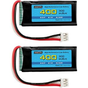 2pcs 7.4v 2s 400mah 30c li-po بطارية مع ph-2.0 3p قابس مناسب لطائرة UMX 2S ، وبطاريات طائرة بدون طيار الثابتة وبطاريات طائرة شراعية