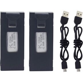 sea jump 2PCS 3.7V 1800mAh Lithium Battery with USB Charging Cable for E88 E88PRO E88MAX E525 E99 E99PRO P1 P5PRO K3 S1 P8 RC Quadcopter Accessories Drone Backup LiPo Battery