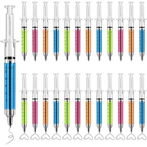 SunAngl Fluorescent Syringe Pens Writes In Black Ink, Party Favors Nurse Pens Imaginary Doctor Play Return Gift Office Supplies (4Colors, 24Pieces)