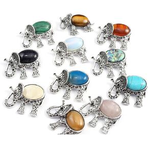LHJ Natural Stone Shell Brouches Animal People Mappleing Crystal Stone Shell Leldant for Jewelry Making Glack Gift