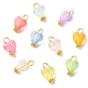 100Pcs Colorful Acrylic Heart Pattern Pendants Love Heart Dangle Charms for DIY Jewelry Necklace Bracelet Making