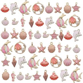Wocraft 60pcs متنوع مينا سحر حياة البحر البحري لمجوهرات صنع مينا أو المحيط نجم البحر القشرة السحر سحر أقراط القلادة الملحقات DIY (الأزرق)