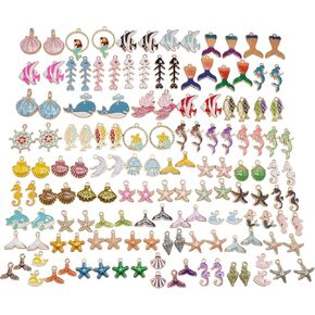 120pcs (60plist) حياة بحرية سحر حيوانات البحر متنوعة من حورية البحر حوت ذيل نجم البحر الصوفية سحر قلادة قلادة أو المحيطات لصنع المجوهرات.