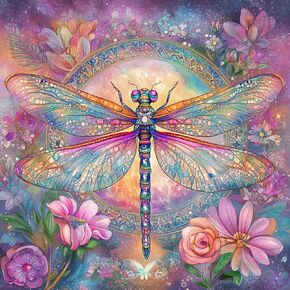 Meiyuda 5d Dragonfly Diamond Painting Kits ، Diy Dragonfly and Flowers Diamond Painting kits ، مجموعات فنون Gem Gem الكاملة للمبتدئين ، الحرف الكريستالية للفنون المنزلية ديكور 12 × 12 بوصة