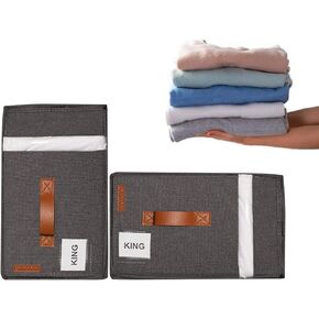 No zipper - Foldtote - 2 حزمة XL من منظمي ورقة السرير والتخزين ، منظم الألواح لخزانة الكتان ، تخزين بطانية ، تحت تخزين السرير ، تخزين الصفائح XL (King/Purted/Scenlt أو Flannel Sheets) - Gray
