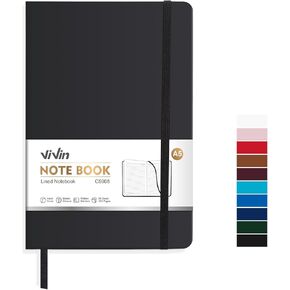ViVin Lined Journal Notebooks, 3 Pack, (Black), 192 Pages, Medium 5.5 x 8.3 inch, College Ruled, A5 Hardcover Notebooks, Journaling Notebooks for Writing, Business, School